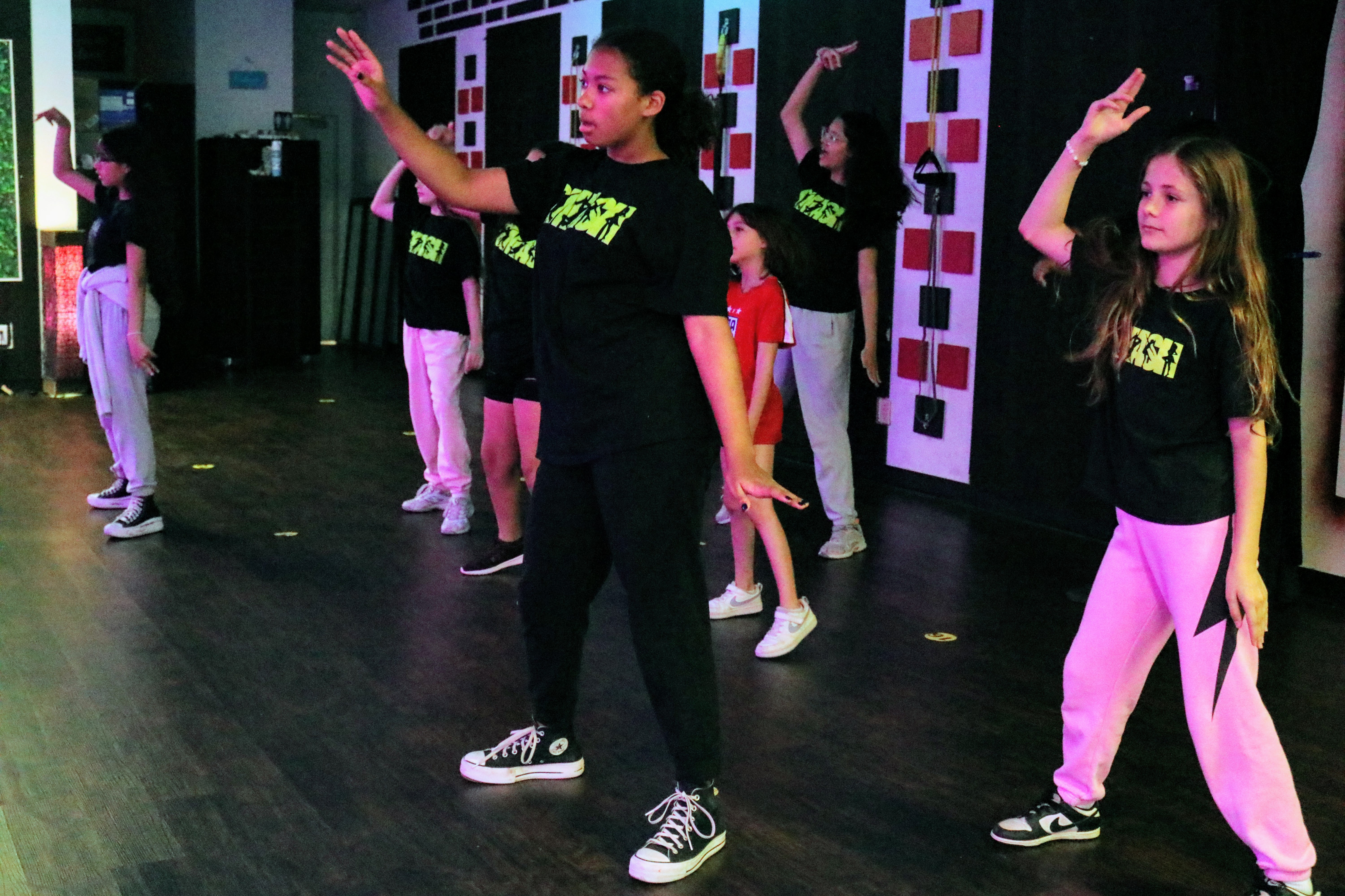 Kids practicing choreography at SMASH Dance Studio