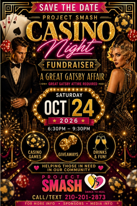 Project SMASH Casino Night fundraiser flyer