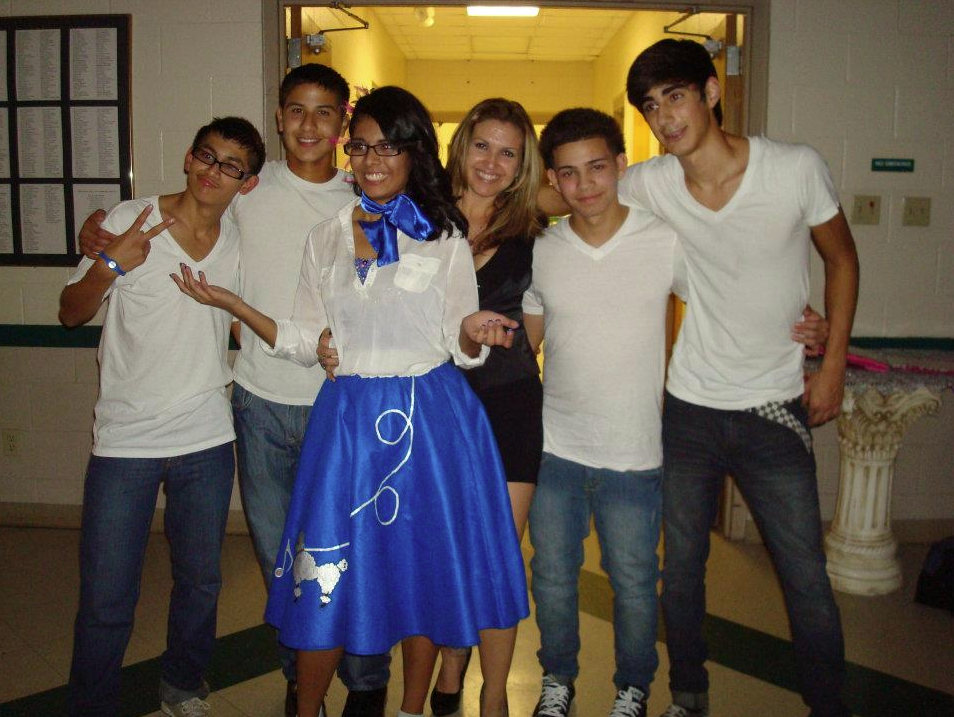 Quinceañera group dressed in blue