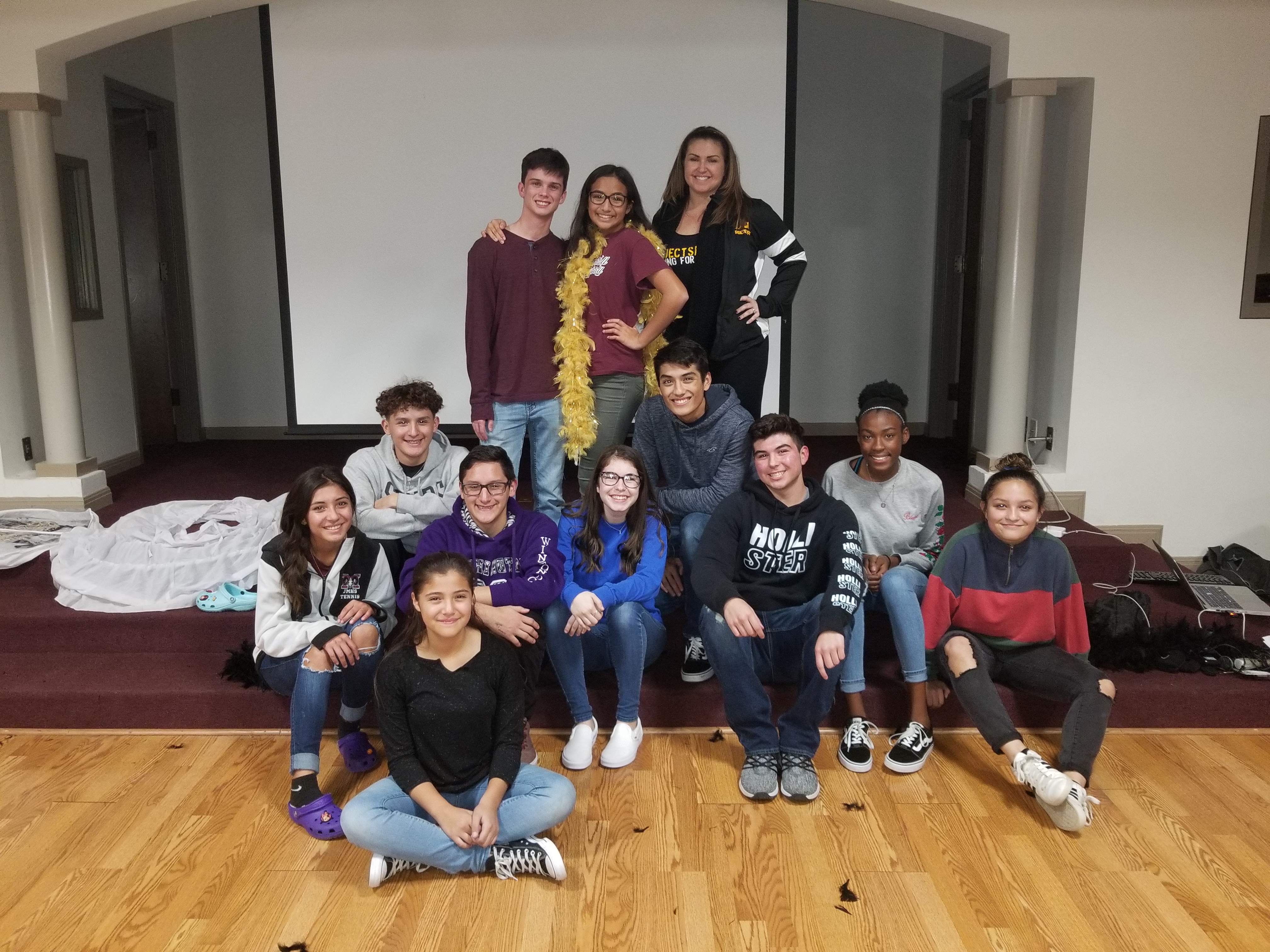 Quinceañera choreography group at a rehearsal